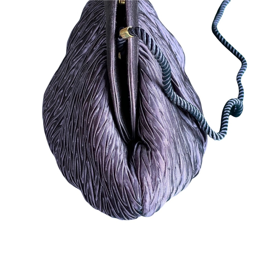 Vintage Vanessa purple silk mini clutch shoulder bag purse w/ braided strap - Picture 8 of 11